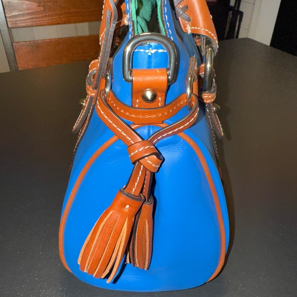 Dooney & Bourke Bright Blue and leather Satchel - Picture 4 of 7